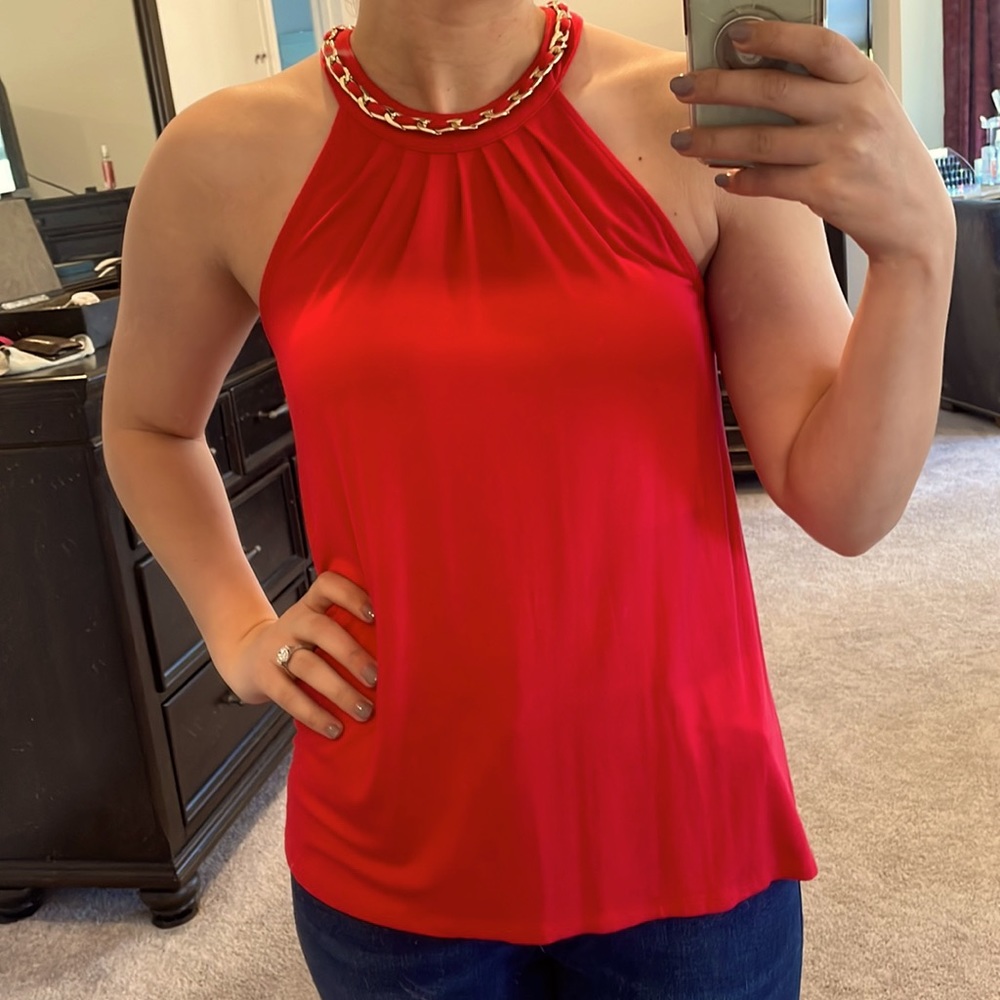 Cable & Gauge red gold chain top